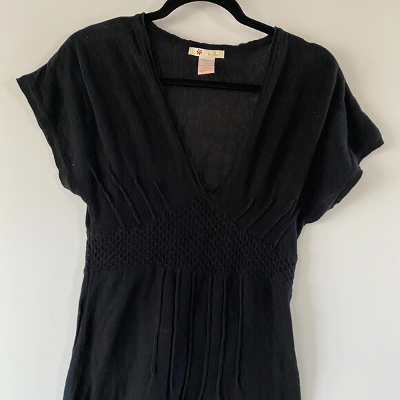 Tulle Dresses & Skirts - TULLE Knit Black Sweater Dress 100% Cotton SIze L